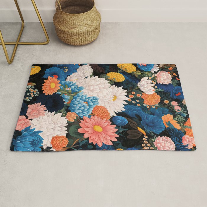 Flower Print Japanese Painting Floral Wall Art Botanical Poster Maximalist Dopamine Decor Rug Gallery Image 1