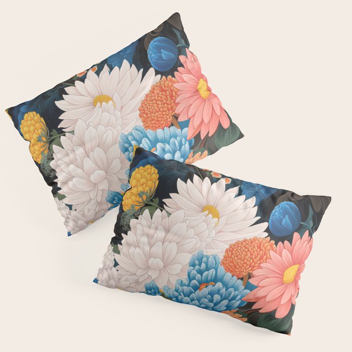 Flower Print Japanese Painting Floral Wall Art Botanical Poster Maximalist Dopamine Decor Pillow Sham Gallery Image 1