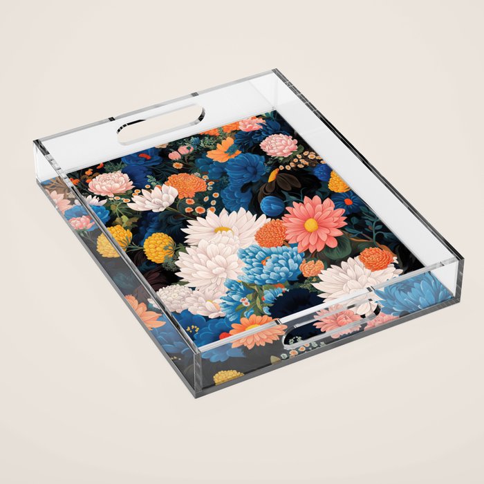 Flower Print Japanese Painting Floral Wall Art Botanical Poster Maximalist Dopamine Decor Acrylic Tray Gallery Image 1