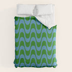 Retro Groovy Waves - Blue and Green Duvet Cover Gallery Image 6