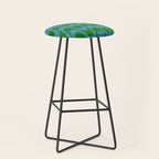Retro Groovy Waves - Blue and Green Stool Gallery Image 1