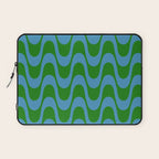 Retro Groovy Waves - Blue and Green Laptop Sleeve Gallery Image 1