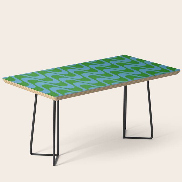 Retro Groovy Waves - Blue and Green Coffee Table Gallery Image 1