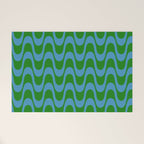 Retro Groovy Waves - Blue and Green Welcome Mat Gallery Image 1