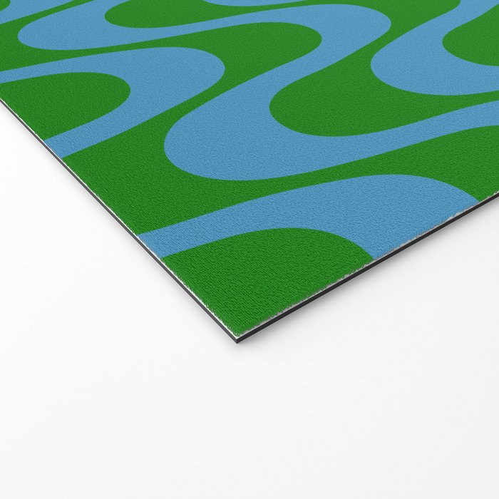 Retro Groovy Waves - Blue and Green Welcome Mat Gallery Image 2