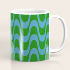 Retro Groovy Waves - Blue and Green Coffee Mug Gallery Image 1