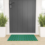 Retro Groovy Waves - Blue and Green Welcome Mat Gallery Image 3