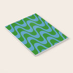 Retro Groovy Waves - Blue and Green Notebook Gallery Image 3
