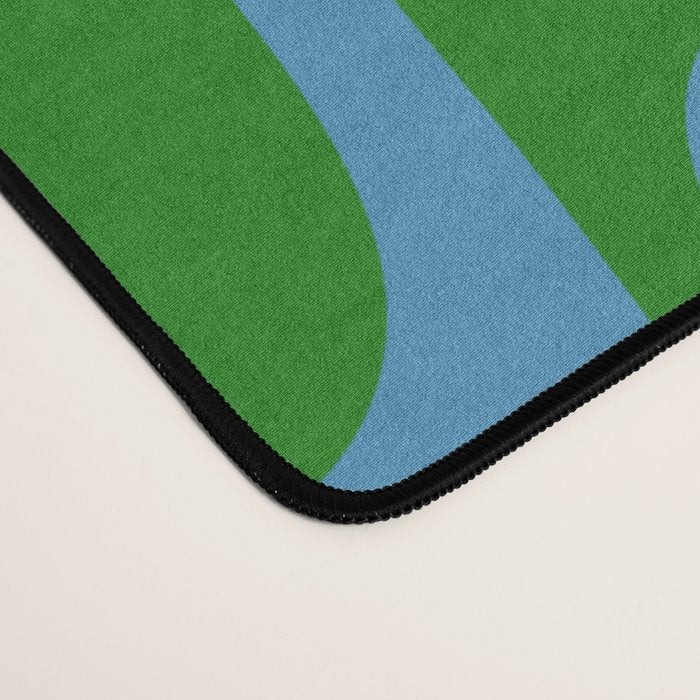 Retro Groovy Waves - Blue and Green Desk Mat Gallery Image 4