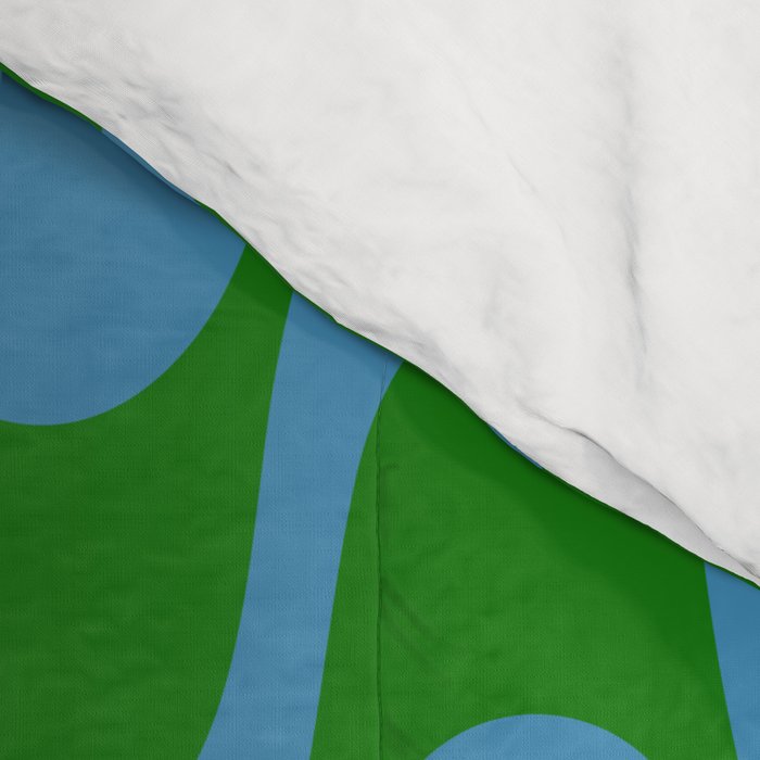 Retro Groovy Waves - Blue and Green Comforter Gallery Image 4