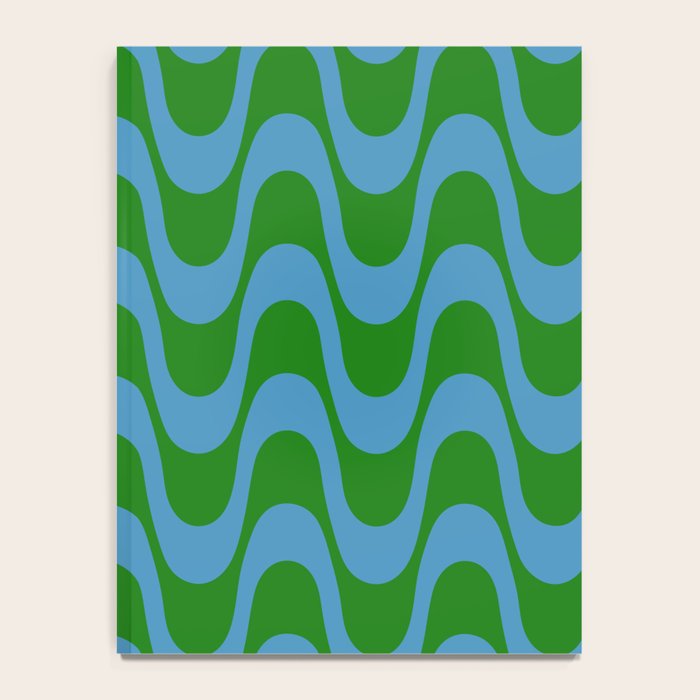 Retro Groovy Waves - Blue and Green Notebook Gallery Image 4