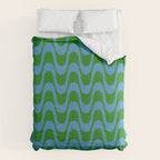Retro Groovy Waves - Blue and Green Comforter Gallery Image 6