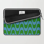 Retro Groovy Waves - Blue and Green Laptop Sleeve Gallery Image 2