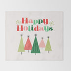 Mid Century Happy Holidays Throw Blanket Gallery Image 2