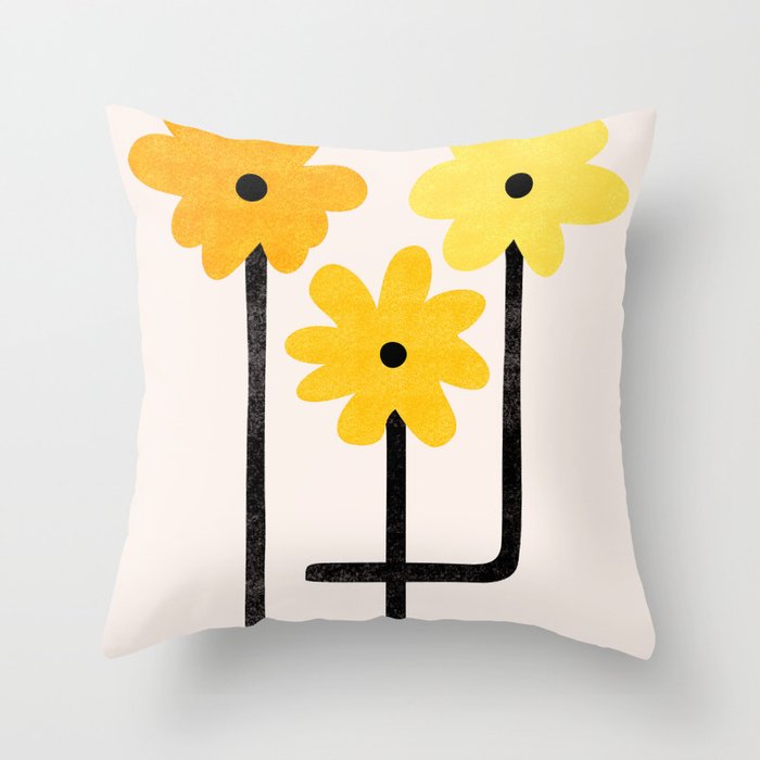 Minimal Sunflowers Throw Pillow Gallery Image 1