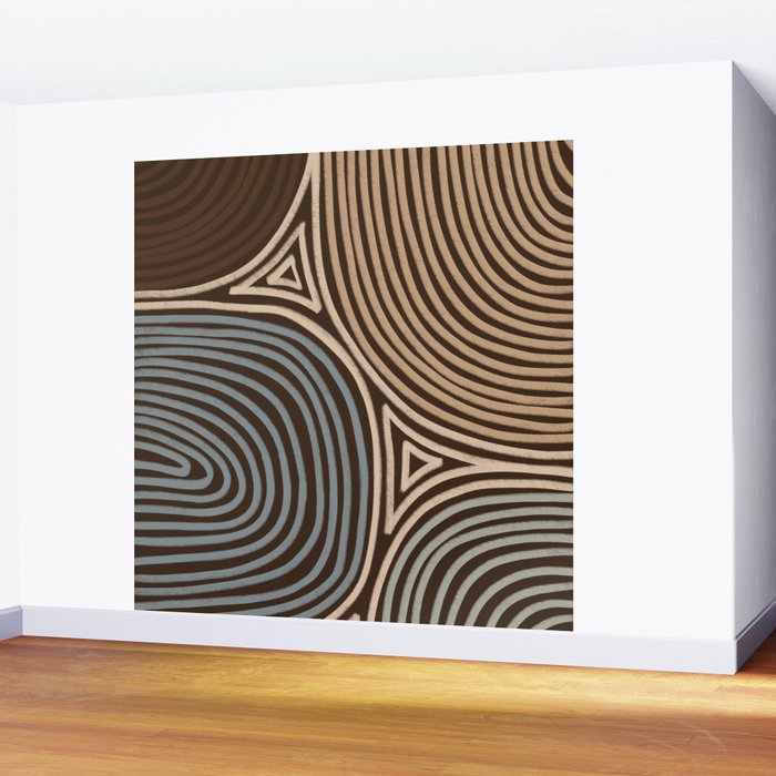 Tribal Pattern in Brown & Gray Wall Mural Gallery Image 2