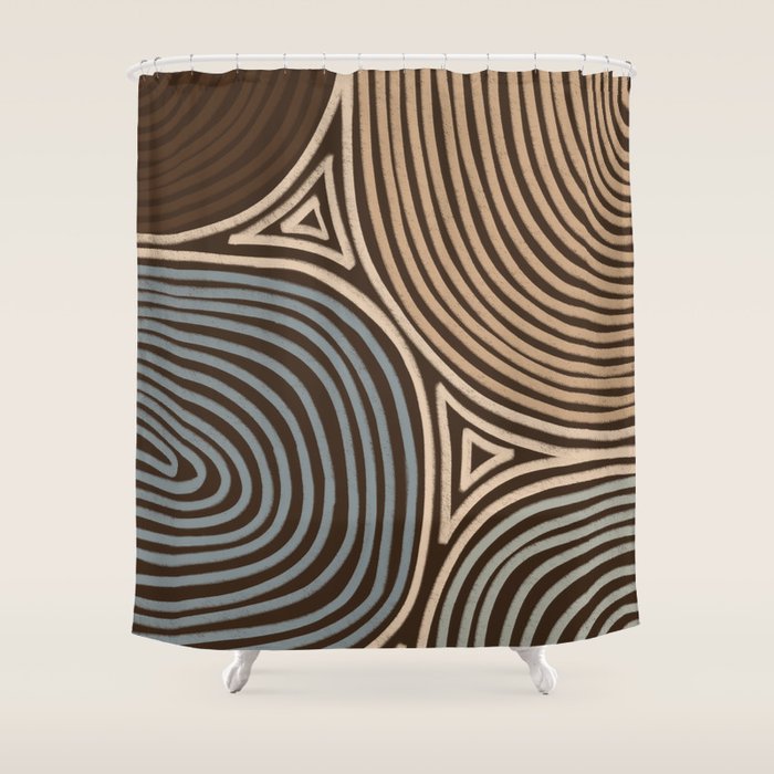 Tribal Pattern in Brown & Gray Shower Curtain Gallery Image 1