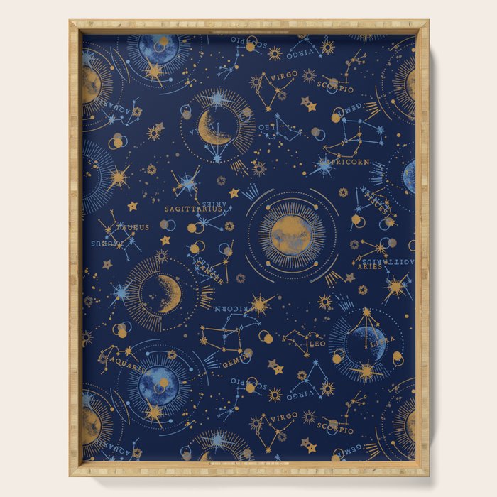 Dark blue zodiac abstract YB Serving Tray Gallery Image 1