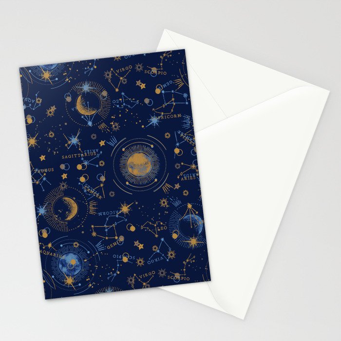 Dark blue zodiac abstract YB Stationery Card Gallery Image 2