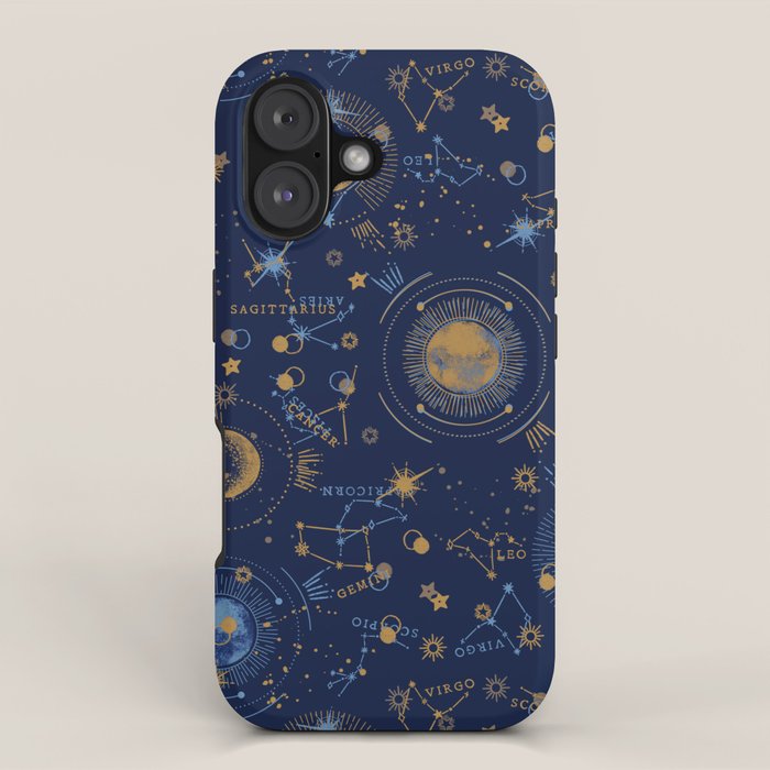 Dark blue zodiac abstract YB iPhone Case Gallery Image 1