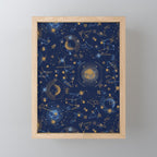 Dark blue zodiac abstract YB Mini Art Print Gallery Image 1