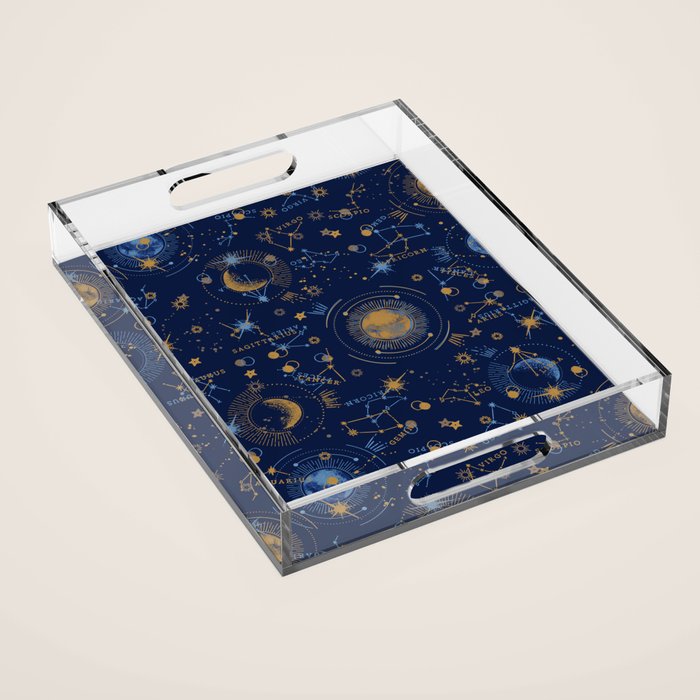 Dark blue zodiac abstract YB Acrylic Tray Gallery Image 1