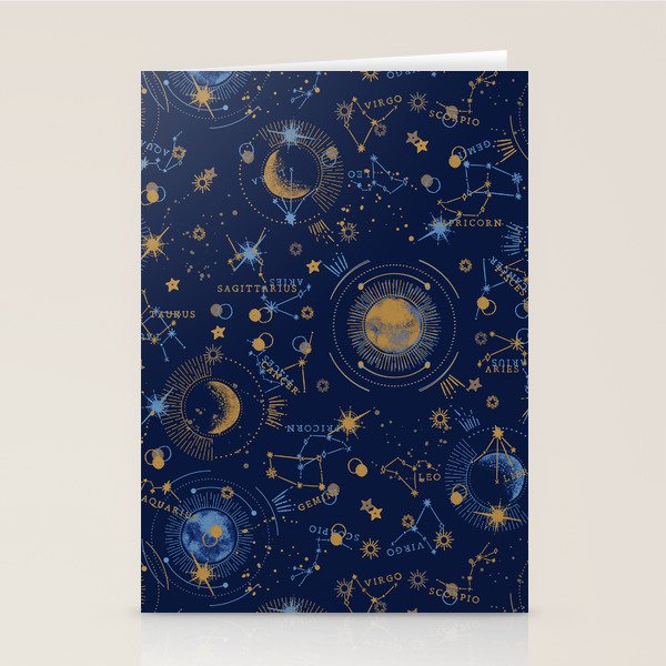 Dark blue zodiac abstract YB Stationery Card Gallery Image 2
