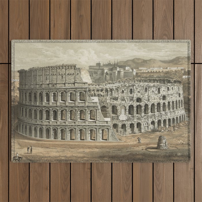 Vintage Illustration of The Roman Colosseum (1872) Outdoor Rug Gallery Image 1