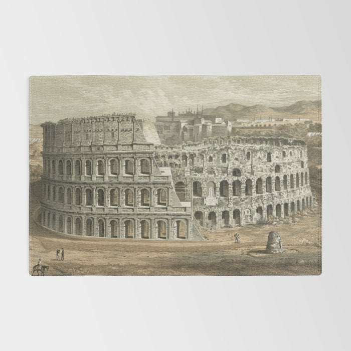 Vintage Illustration of The Roman Colosseum (1872) Rug Gallery Image 2