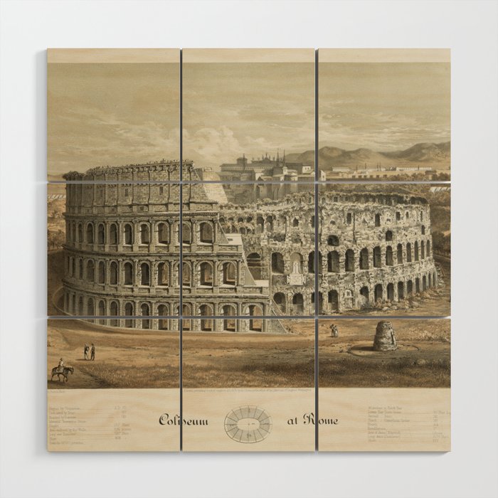 Vintage Illustration of The Roman Colosseum (1872) Wood Wall Art Gallery Image 1