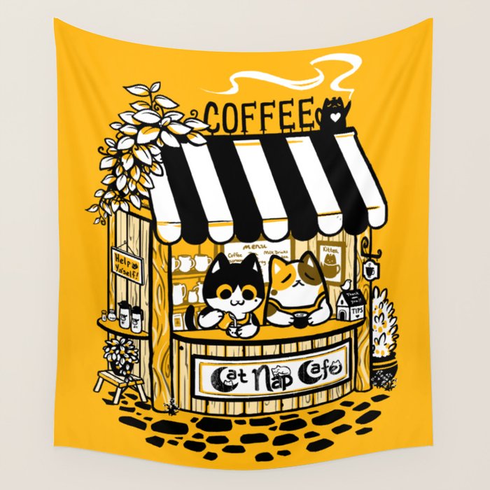 Cat Nap Cafe Wall Tapestry Gallery Image 4