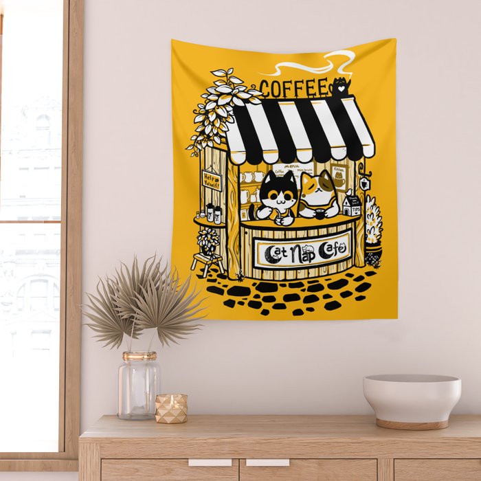 Cat Nap Cafe Wall Tapestry Gallery Image 2