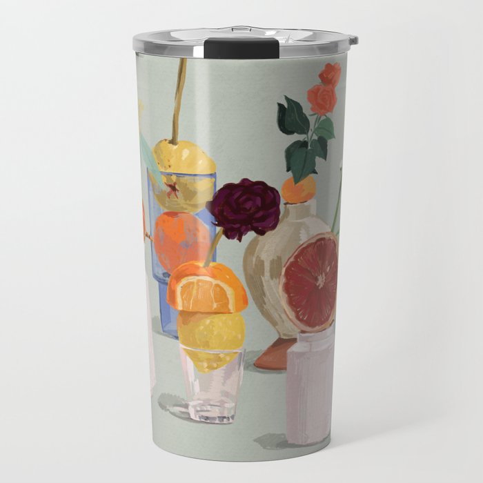 Still Life with Citrus and Flowers Travel Mug Gallery Image 1