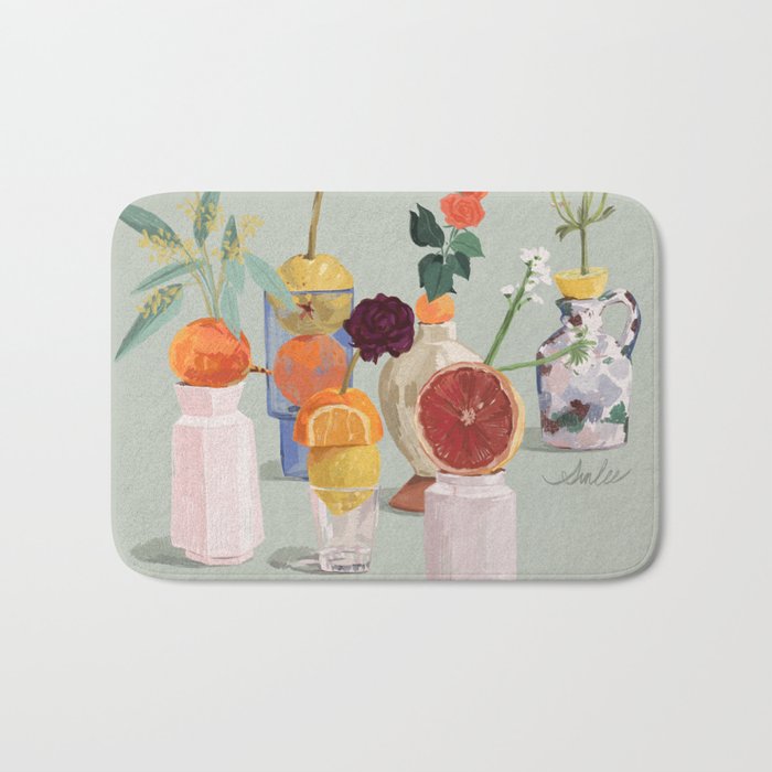 Still Life with Citrus and Flowers Bath Mat Gallery Image 1