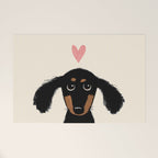Dachshund Love | Cute Longhaired Black and Tan Wiener Dog Welcome Mat Gallery Image 1