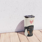Dachshund Love | Cute Longhaired Black and Tan Wiener Dog Travel Mug Gallery Image 4