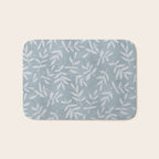 Simple Scandinavian Ditsy Leaf Pattern Blue Grey Bath Mat Gallery Image 1