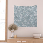 Simple Scandinavian Ditsy Leaf Pattern Blue Grey Wall Tapestry Gallery Image 2