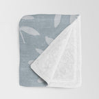 Simple Scandinavian Ditsy Leaf Pattern Blue Grey Throw Blanket Gallery Image 3