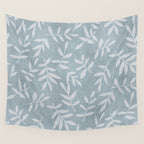 Simple Scandinavian Ditsy Leaf Pattern Blue Grey Wall Tapestry Gallery Image 4
