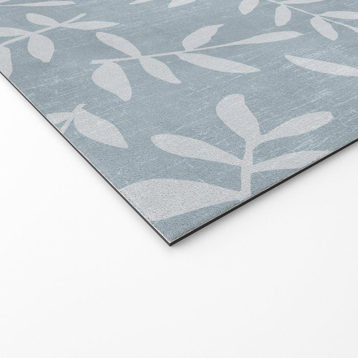 Simple Scandinavian Ditsy Leaf Pattern Blue Grey Welcome Mat Gallery Image 2