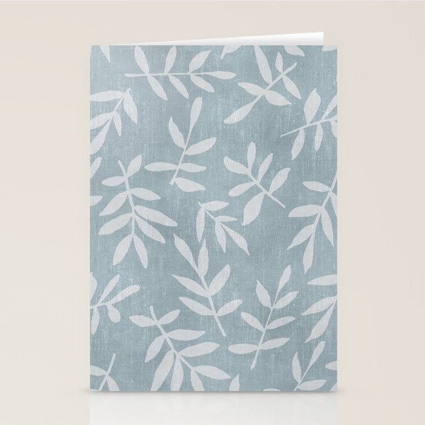 Simple Scandinavian Ditsy Leaf Pattern Blue Grey Stationery Card Gallery Image 2