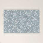 Simple Scandinavian Ditsy Leaf Pattern Blue Grey Welcome Mat Gallery Image 1