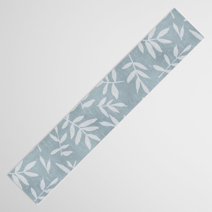Simple Scandinavian Ditsy Leaf Pattern Blue Grey Table Runner Gallery Image 3
