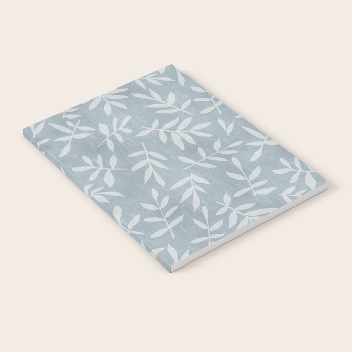 Simple Scandinavian Ditsy Leaf Pattern Blue Grey Notebook Gallery Image 2