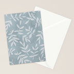 Simple Scandinavian Ditsy Leaf Pattern Blue Grey Stationery Card Gallery Image 2