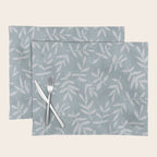 Simple Scandinavian Ditsy Leaf Pattern Blue Grey Placemat Gallery Image 1