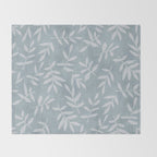 Simple Scandinavian Ditsy Leaf Pattern Blue Grey Throw Blanket Gallery Image 2