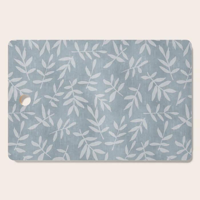 Simple Scandinavian Ditsy Leaf Pattern Blue Grey Cutting Board Gallery Image 1