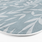Simple Scandinavian Ditsy Leaf Pattern Blue Grey Bath Mat Gallery Image 3